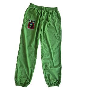 Vintage Adidas Men Jogger size M/L Lime Green Elastic Ankles Waist Track Pants